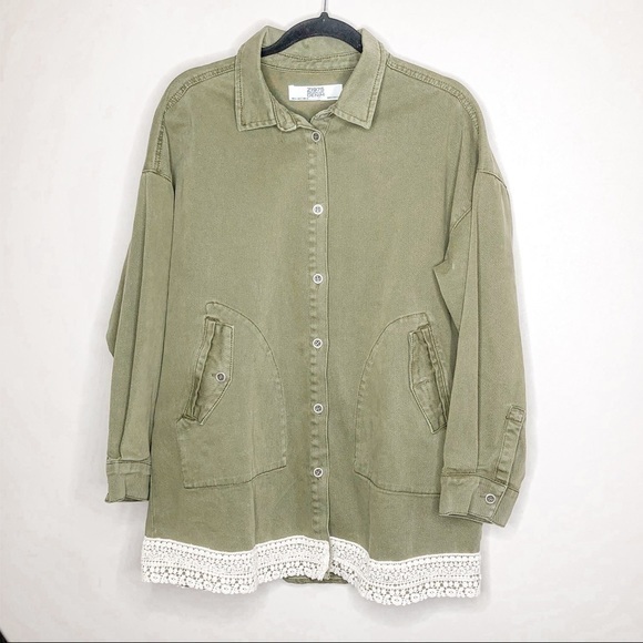 Zara Jackets & Blazers - Zara Denim Oversize Canvas Button Jacket